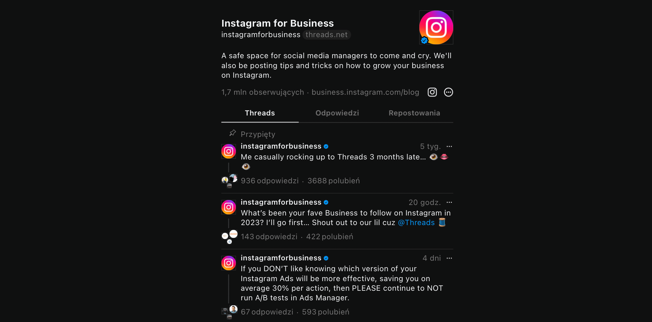 instagram for business - threads